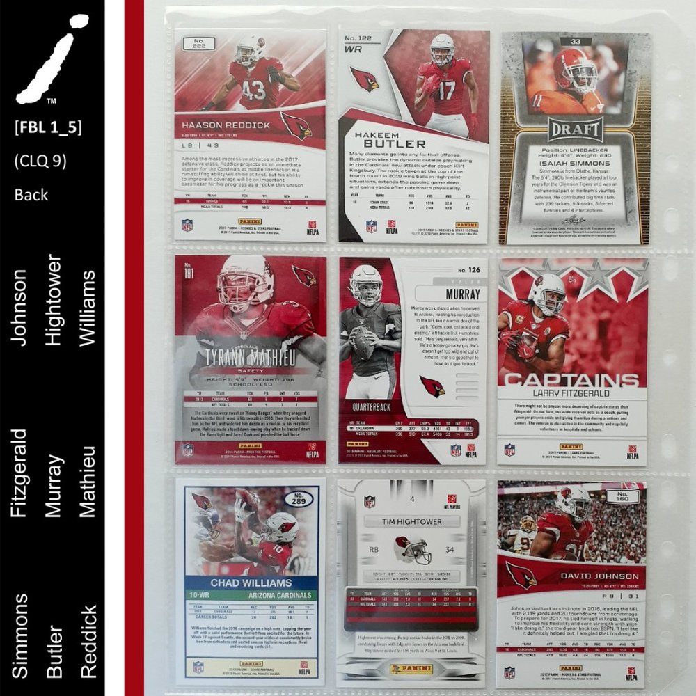 Arizona Cardinals 9 Player Card Lot - FTBL [1_5] - Picture 2 of 8